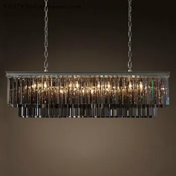 

RH American classic crystal glass tube LED pendant lamp light rectangular square foyer living dinning room ceiling hanging lamp