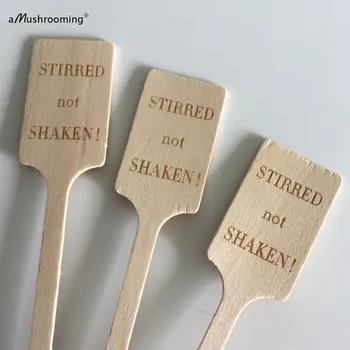 

STIRRED not SHAKEN Drink Stirrers Disposable Wooden party stirs sticks Wedding Party decorations Hot and Cold Drinks