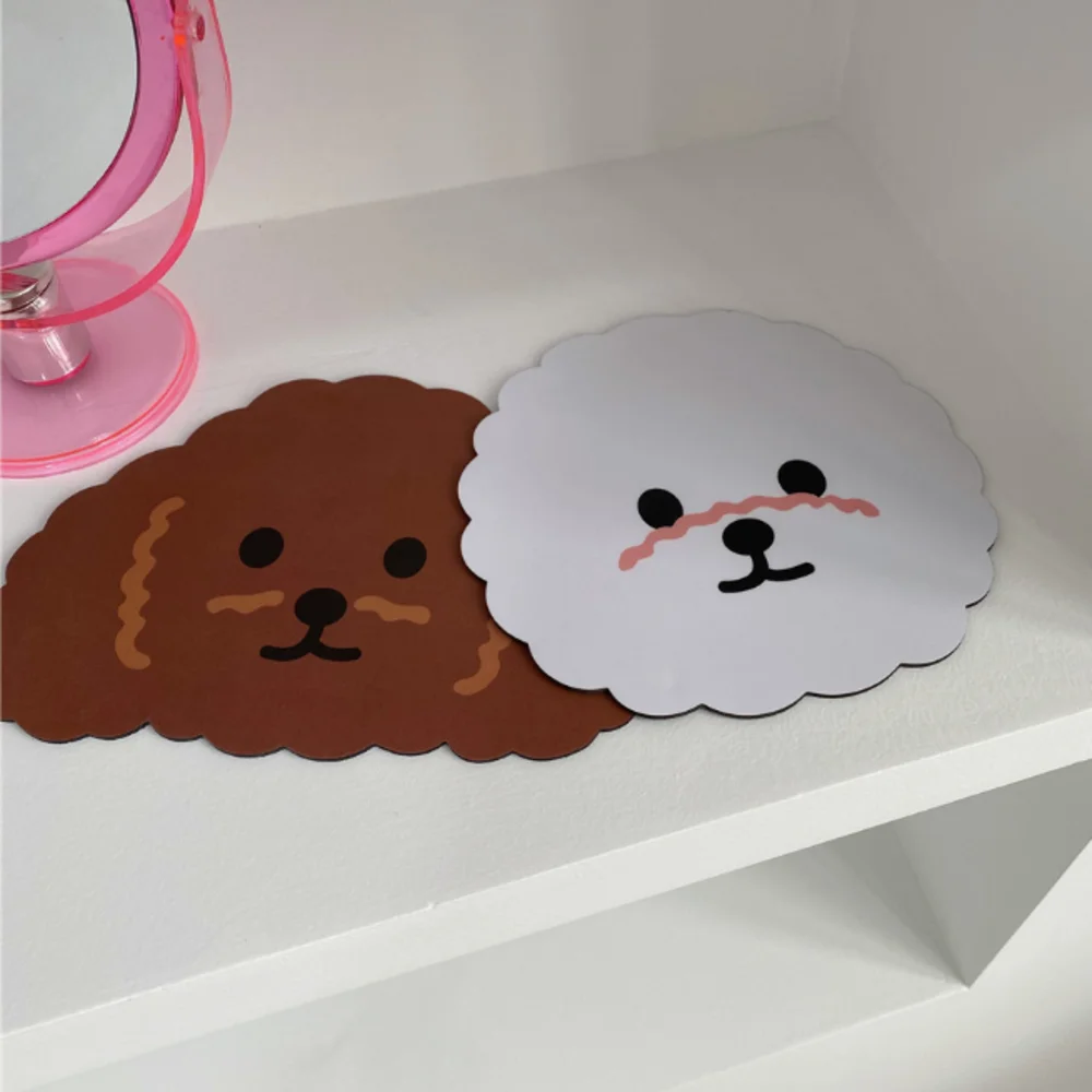 Alfombrilla de goma para ratón de perro de dibujos animados para chica, Blanco Simple de Color, juego de ordenador, envío directo