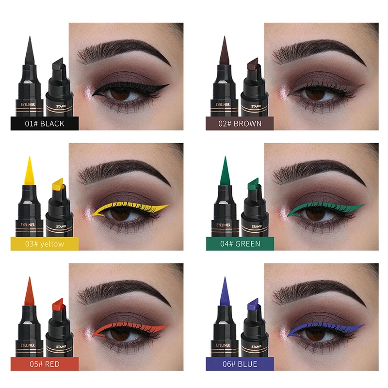 Hot 1 Pcs Double Ends Eyeliner Pen Colorful Eye Makeup Waterproof Long Lasting Seal Eyeliner CNT 66