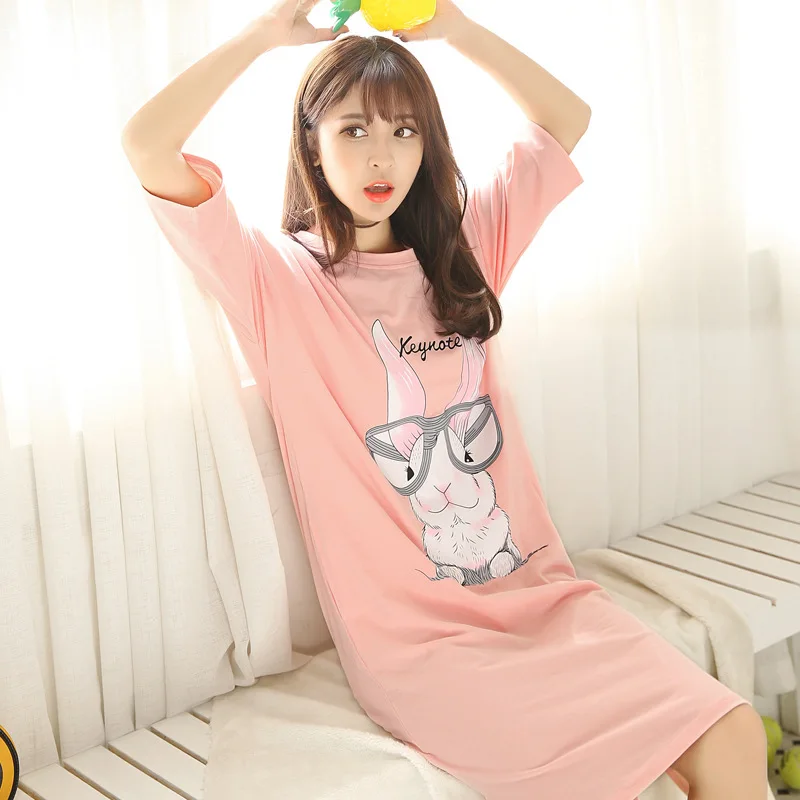 

Yixing 6535 Combed Cotton Glasses Rabbit M, L ,X L 3 Code New Style Summer Short-sleeved Nightgown Women Pajamas Tracksuit