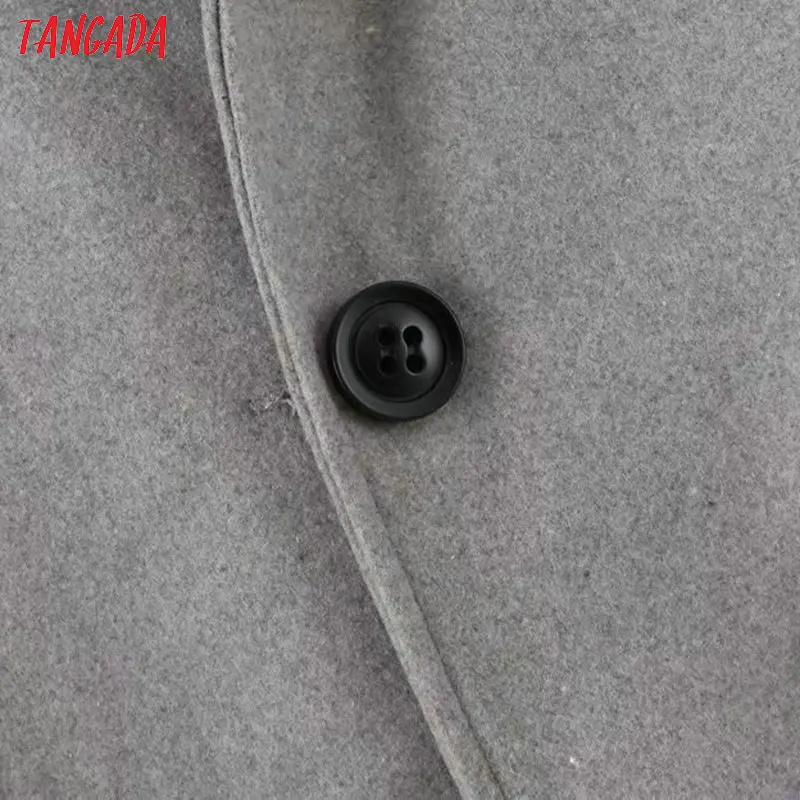 Tangada, женское серое плотное пальто, куртка, свободная, с длинным рукавом, с карманом,, женское, элегантное, осеннее, зимнее пальто, 3Z72