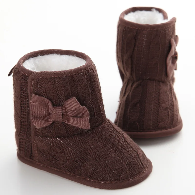 Зимние Ботинки для мальчика для маленьких девочек, зимние пинетки для малышей, обувь для новорожденных 0-18 месяцев - Цвет: Коричневый