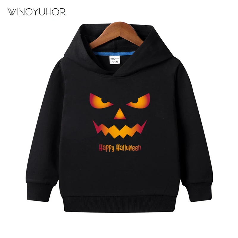 

Children Kids Halloween Hoodie Sweatshirts Pumpkin Face Printed Long Sleeve Hooded Boy Girls Autumn Toddler Infant Pullover