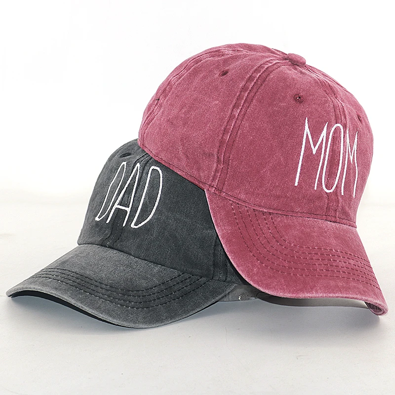 new embroidery DAD MOM fashion cap hat 100% cotton washed soft sport baseball caps couple snapback men women dad hats unisex mens plain baseball caps