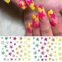 Дизайн ногтей 3D наклейки неоновые звезды брызги клякса флэш летние ногти акриловые инструменты для маникюра