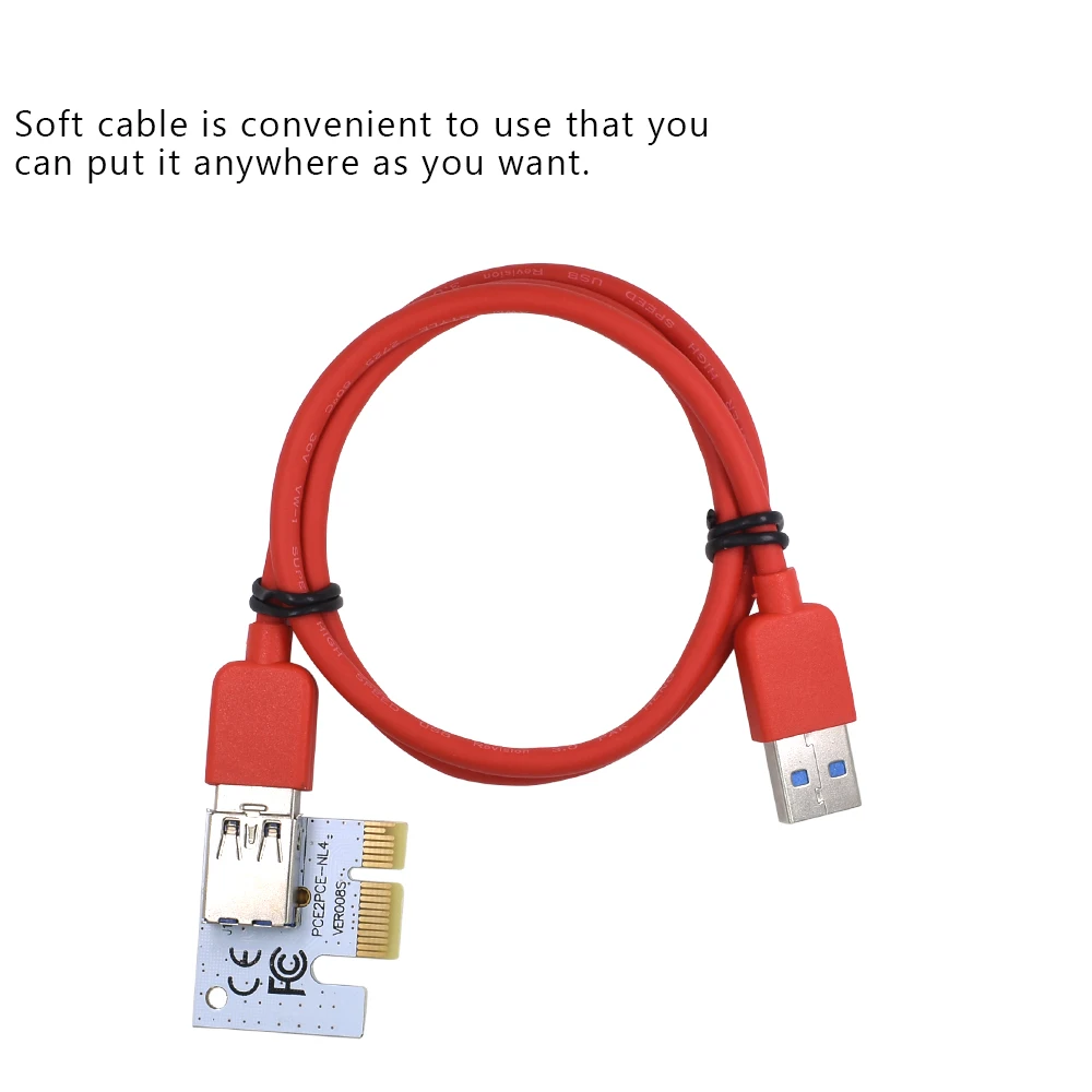 TISHRIC Riser Card 008s VER008S 3 in 1 Molex 4Pin SATA 6PIN PCIE PCI-E PCI Express Adapter 1X 16X USB3.0 Extender Mining Miner