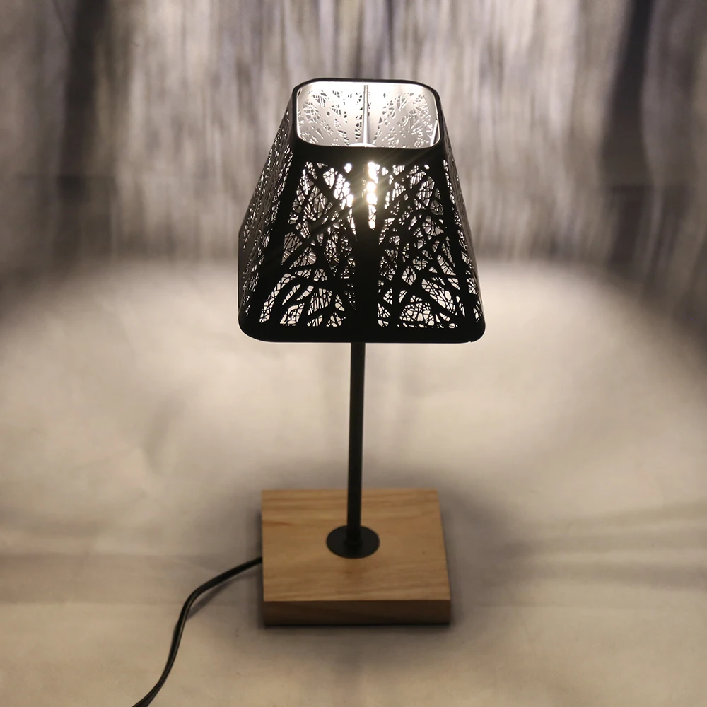 Candeeiros de Mesa Decoração para o Quarto E14 sem Lâmpada Oygroup Moderno Ferro Preto Abajur Base Madeira Sala Estar Estudo Escritório Luz 3 High Quality table lamp