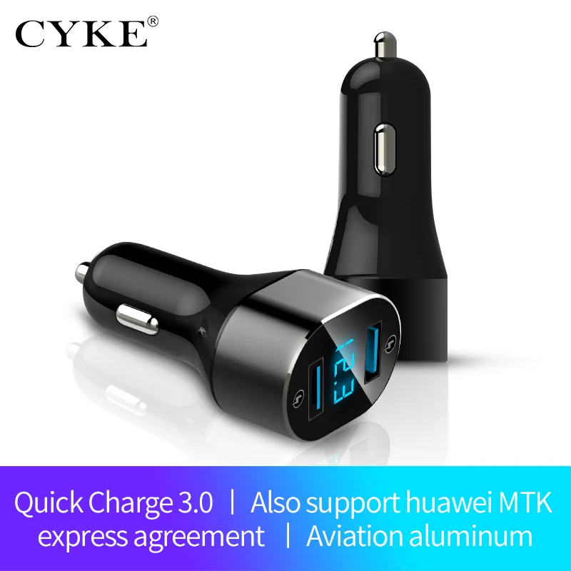 

CYKE C12 Modern car charger two cigarette lighter plug usb car with multi-function mobile phone fast charge