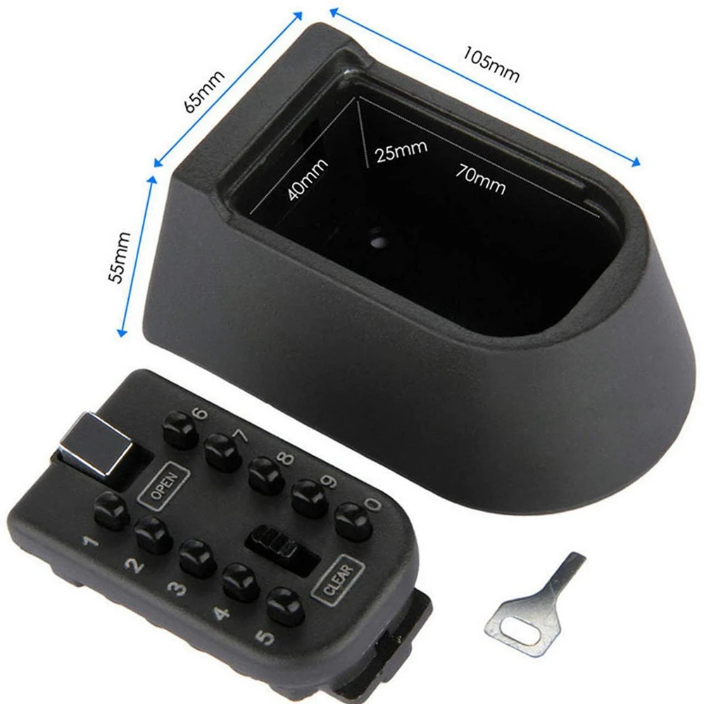 Wall Mounted Outdoor Key Storage Lock Box 10 Digit Push-Button Combination Password Key Safe Box Resettable Code Key Holde 89