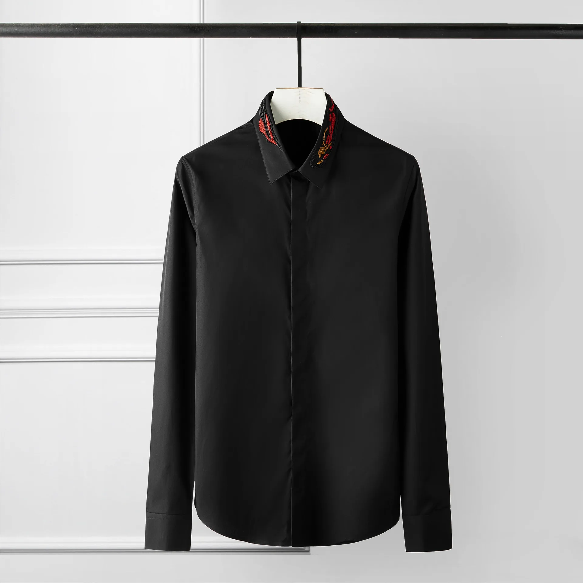 Shirt Men Luxury Embroidery Long Sleeve Mens Shirts Fashion Casual Party Wedding Men Shirt Plus Size 4xl Slim Fit Shirts