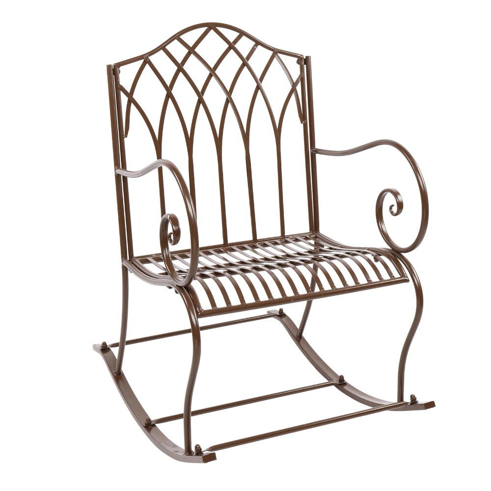 

Flat Iron Single Rocking Chair Dark Brown Adult Retro Rocking Chair Balcony Chair Lazy Chair Free Shipping