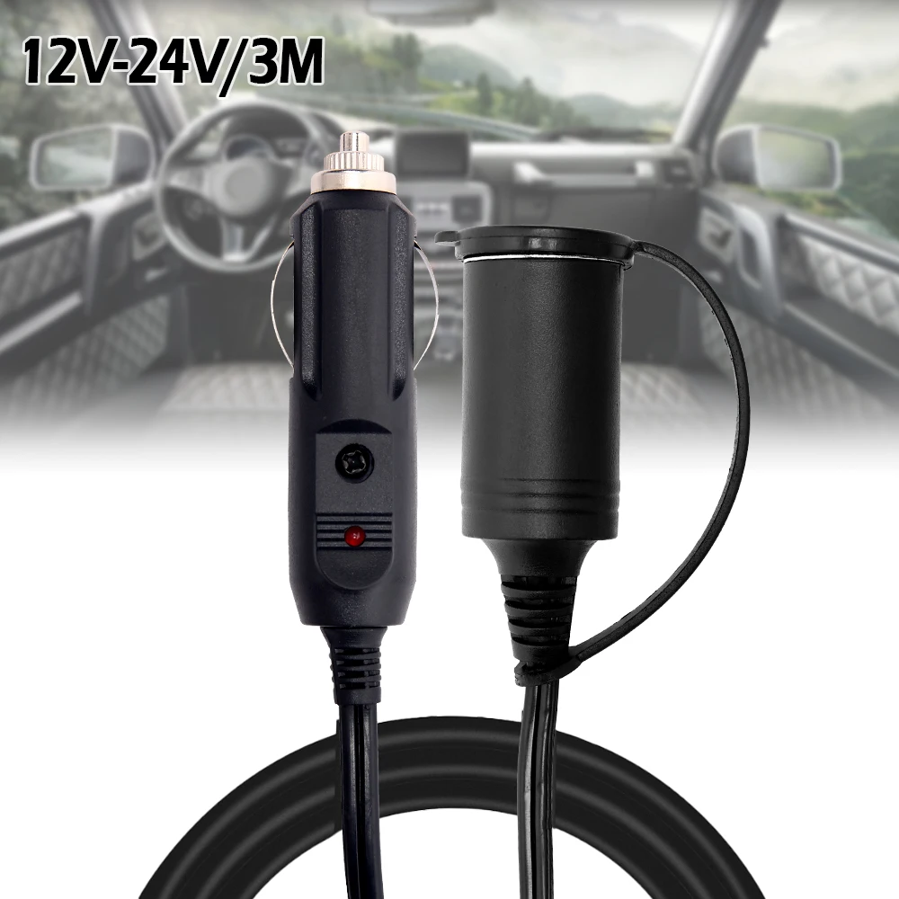 3m 12V розетка для автомобильного прикуривателя УДЛИНИТЕЛЬ шнур питания свинцовая вилка с предохранителем