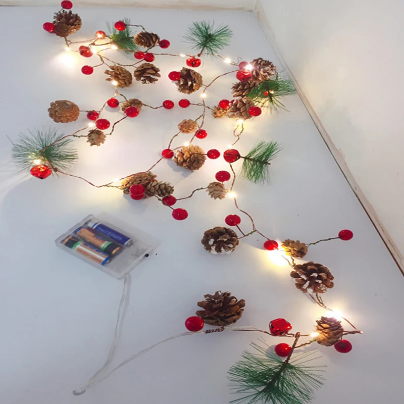 DIY Christmas LED String Light Pine Cone Copper Wire Fairy warm white Garland lights For Christmas Home Wedding Party New Year
