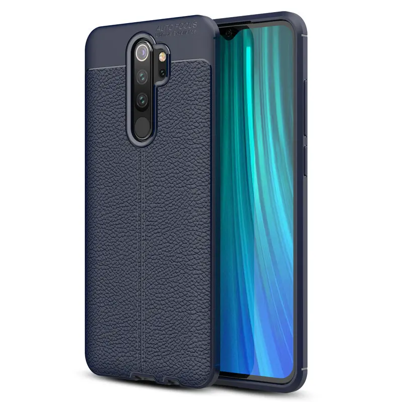 1pcs Slim Litchi Skin TPU Case For Xiaomi Redmi Note 8 Pro Anti-Shock Soft Back Cover Coque For Xiaomi Mi 9 Pro - Цвет: Blue