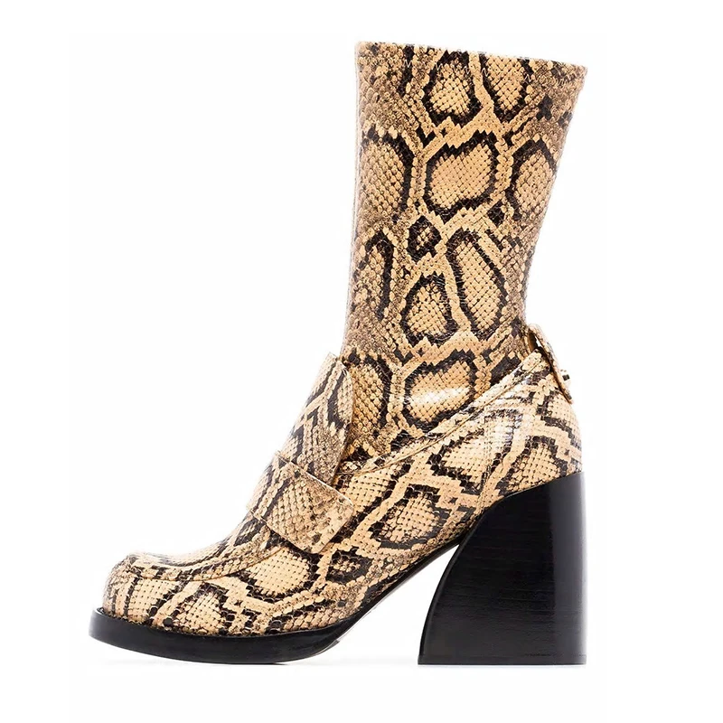 Arden Furtado/Модная женская обувь; зимние пикантные элегантные женские сапоги с квадратным носком, на не сужающемся книзу массивном каблуке, на молнии; полусапожки; 42, 43