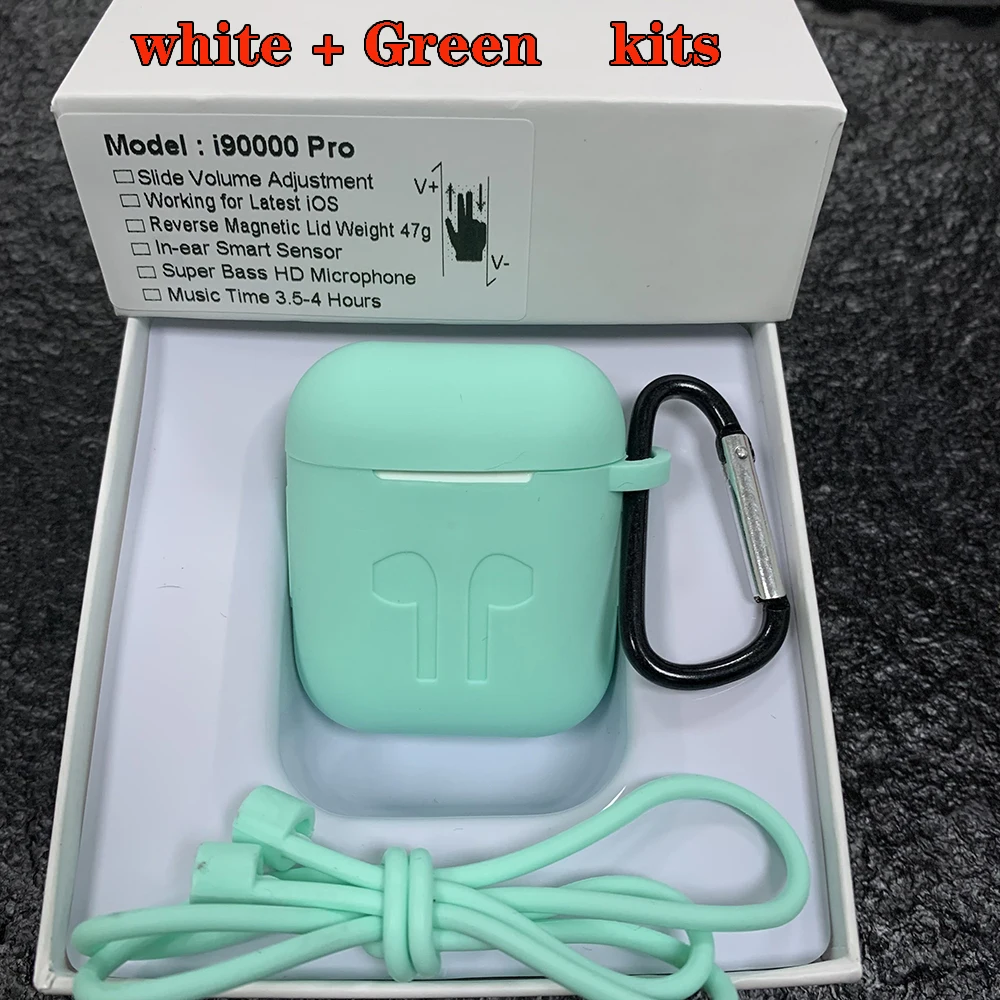 i90000Pro-Green-Kits I90000Pro TWS Arie 2 беспроводные наушники 8D Super Bass Bluetooth 5,0, раздвижные наушники с регулировкой громкости, наушники PK i5000 i9000TWS - Цвет: i90000Pro-Green-Kits