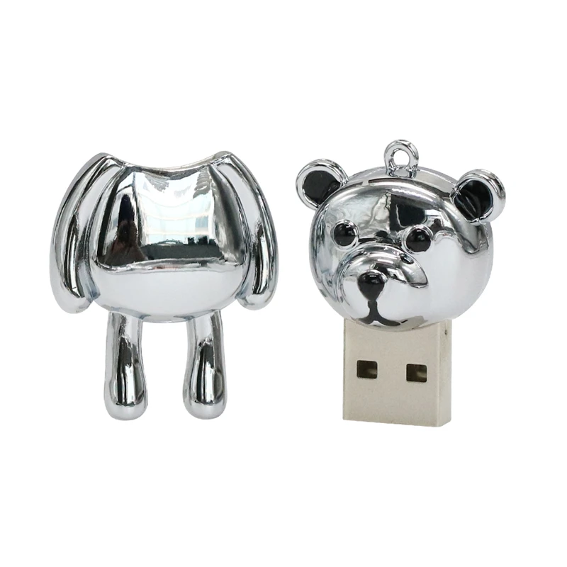 USB флеш-накопитель, металлический медведь, флешка, 4 ГБ, 64 ГБ, 16 ГБ, 8 ГБ, 32 ГБ, 128 ГБ, флешка, usb 2,0, креативный подарок с кольцом для ключей