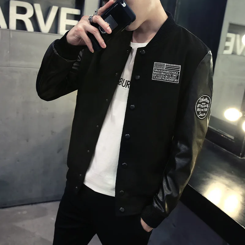 

Spring And Autumn Youth Men Korean-style Baseball Collar Mixed Colors Coat Men's Hong Kong Style Slim Fit Casual Jacket Men's
