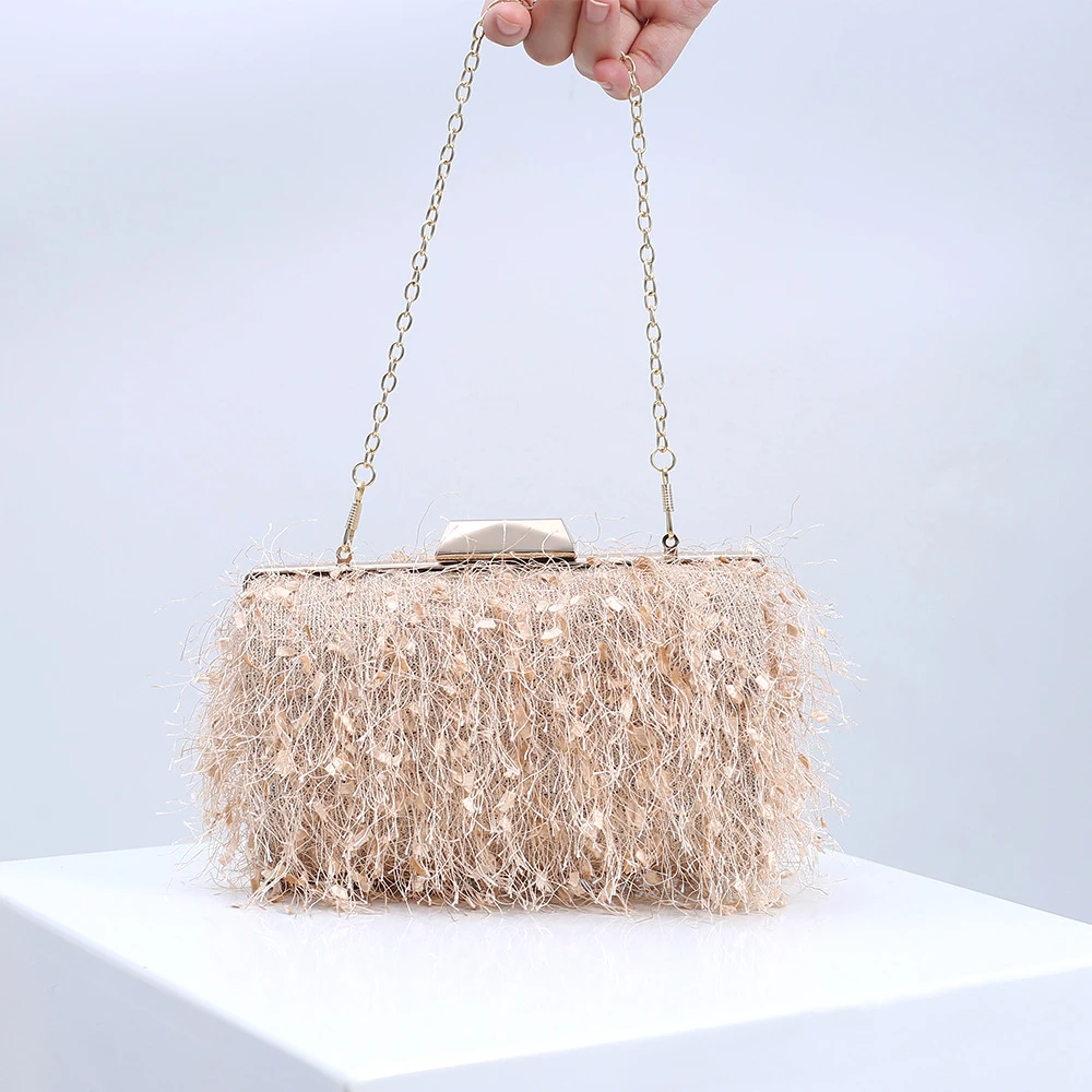 Tassel Clutches Brand Bags for Ladies 2023 New Luxury Handbags Small Elegant Bridal Cross Body Bag Wedding Snowflake PU Purse
