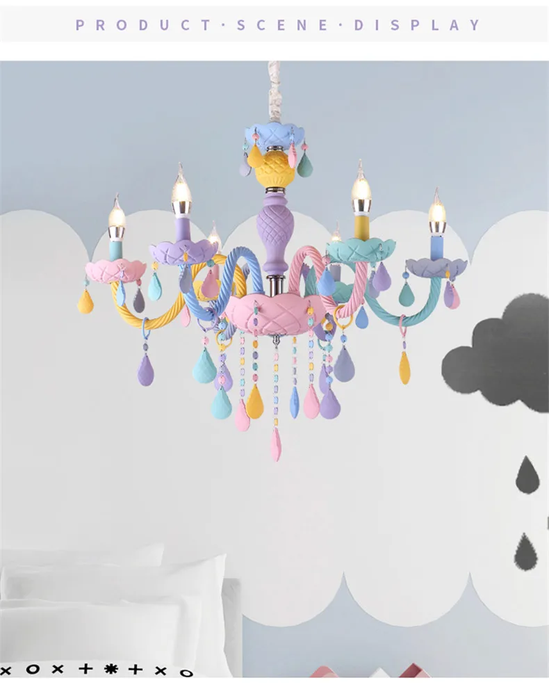 Sala de Crianças Nova Moderna Quarto Lustres Crianças Berçário Princesa Pendurado Lâmpada Interior Casa Macaron Cor Meninas Lustre 4 Nova moderna sala de crianças quarto lustres