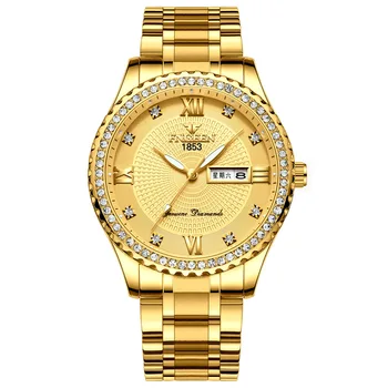 

F Herren Uhren Watch Men Non-Mechanical Stainless Steel Luminous Water Resistant Gold Brand Fashion Gift Retro Unique Luxury