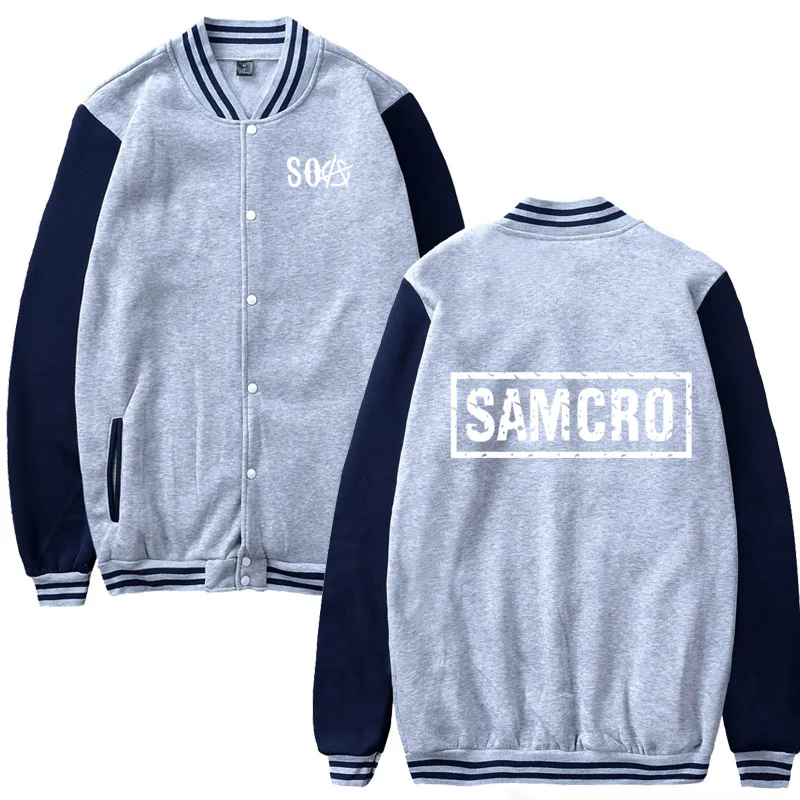 SOA Sons of anarchy/детская модная повседневная бейсбольная куртка SAMCRO для мужчин; толстовка в стиле хип-хоп; бейсбольная форма; Мужская спортивная одежда