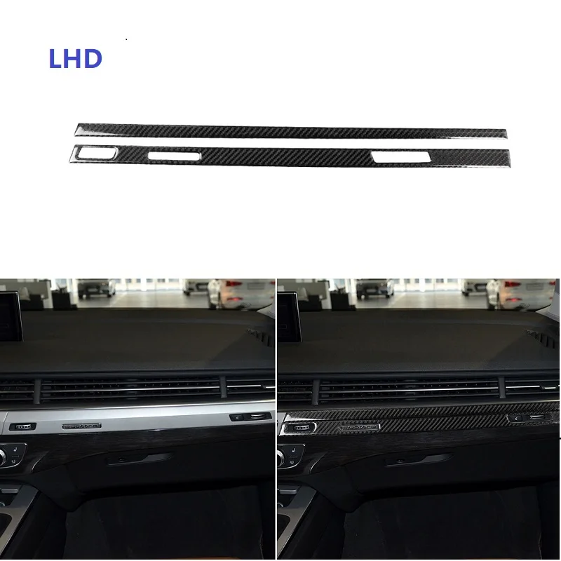 Fit For Audi Q7 SQ7 4M 2016-2019 Carbon Fiber Interior Sticker Co-pilot Dashboard Panel Trim Strips Car Accessories