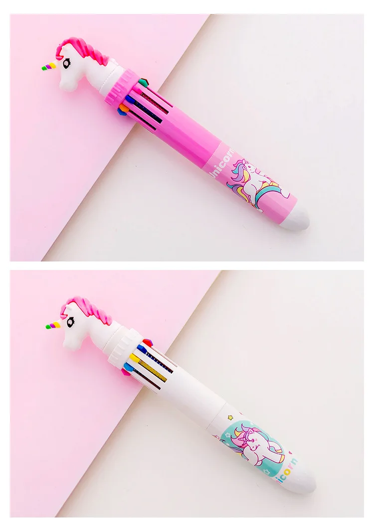 Разноцветная шариковая ручка с рисунком единорога Kawaii аниме ручки милые забавные Новинка школьная офисная шариковая ручка канцелярские принадлежности