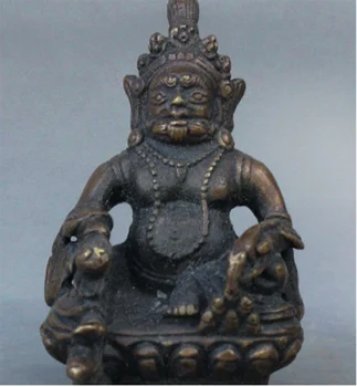 

Tibetan Buddhism Copper Bronze Yellow Jambhala God Buddha Statue 32%