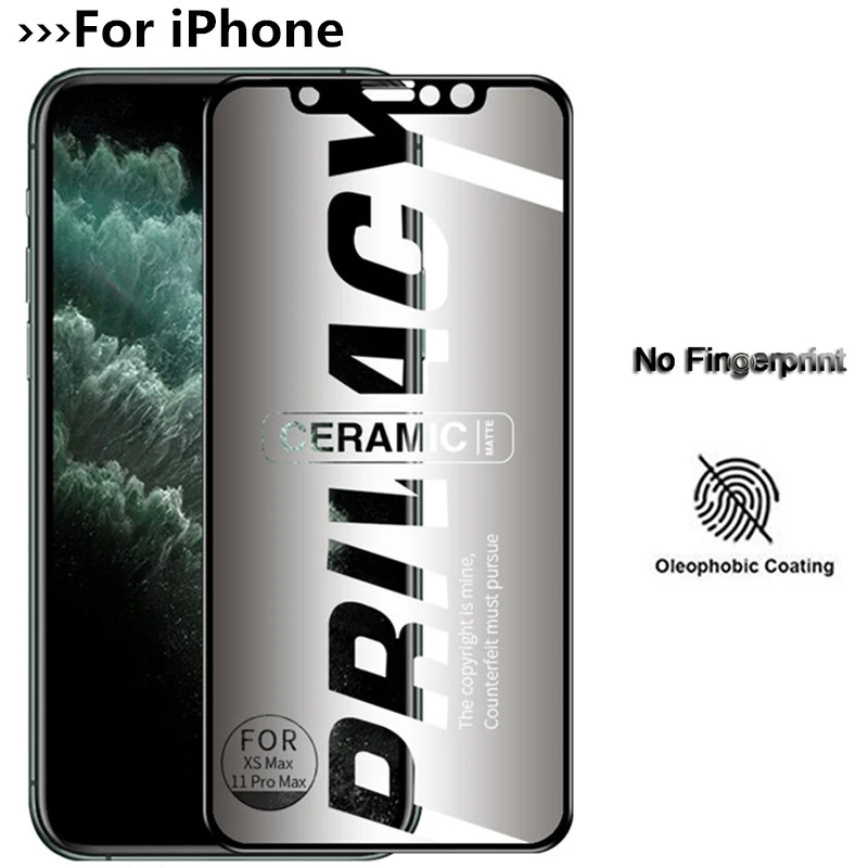 Полное покрытие матовое антишпионское черное белое закаленное стекло для iPhone