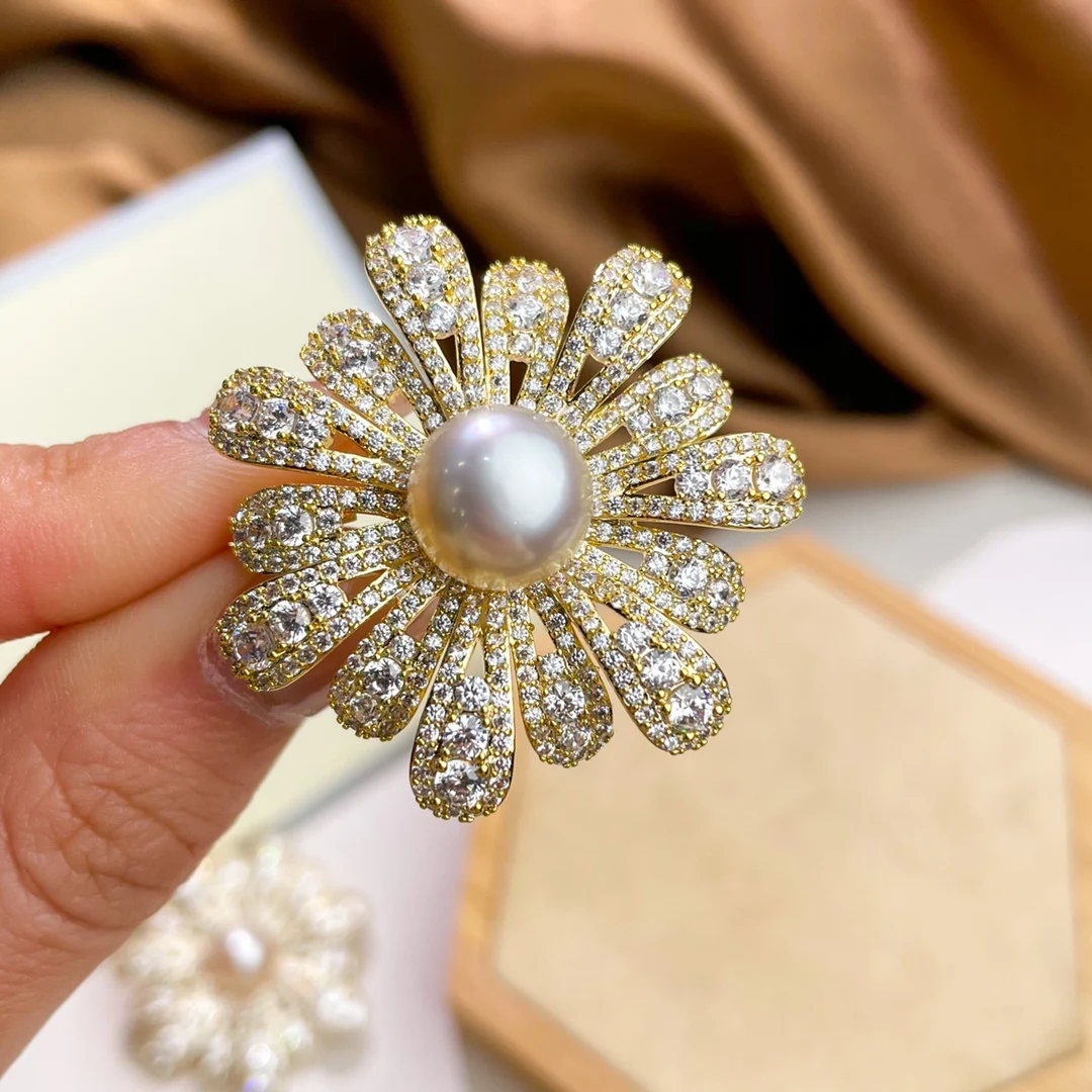 

XX110 Nature Fresh Water White Pearl Brooch for Women Fine Presents Round Pearls 10-11mm Fine Jewelry