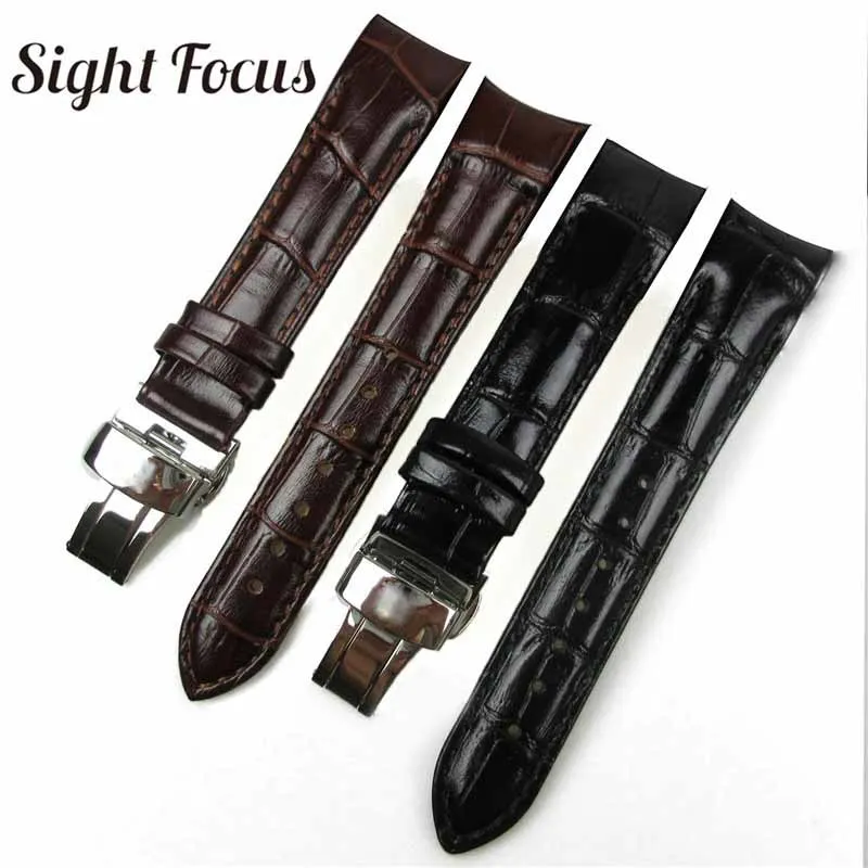 18mm Curved End Women Replacement Leather Watch Bands for Tissot_ t035 Strap CLASSIC Tissote Couturier Brown Butterfly Clasp | Наручные