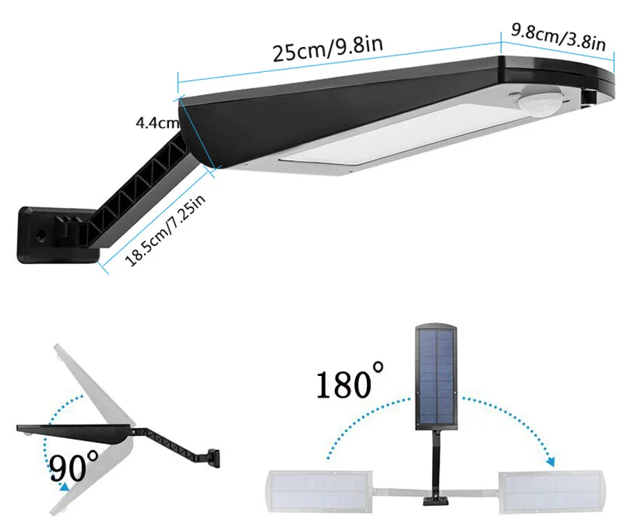 Upgraded 66 Led Solar Light Outdoor Waterproof Lighting For Garden Wall Two Angles Rotable Pole Solar Lamp With Three Modes (18)