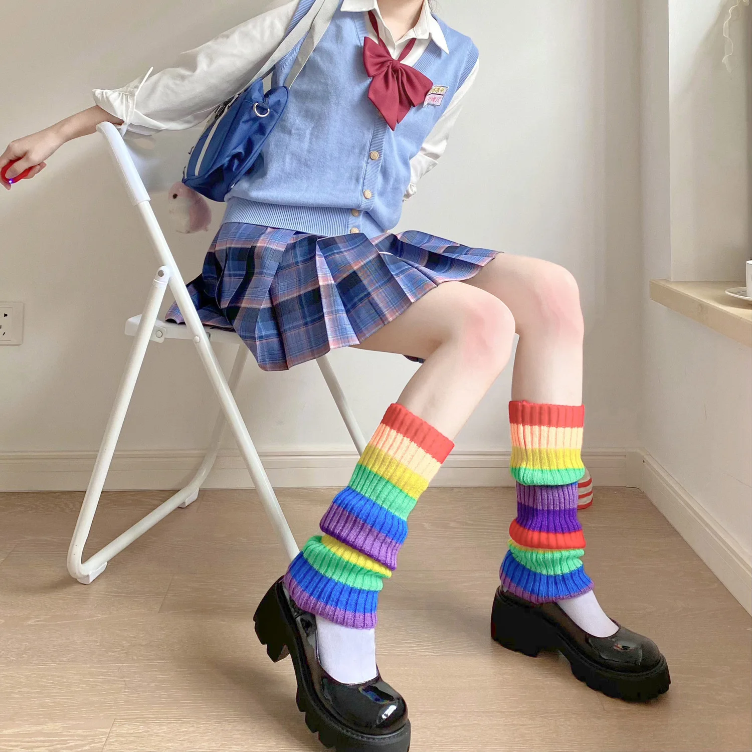 Funny Colorful Rainbow Leg Warmers For Women Acrylic Punk