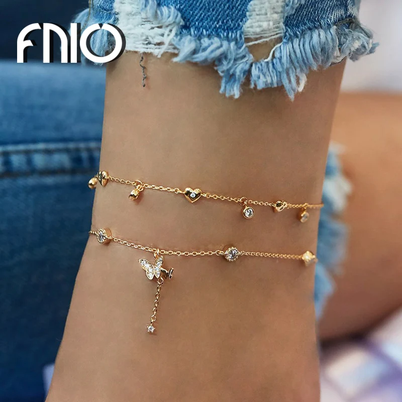 FNIO Bohemian Butterfly Anklets for Women Multilayer Crystal Anklet Bracelet On Leg Foot Jewelry Ankle Chain 2020 Fashion Summer FNIO Bohemian Butterfly Anklets for Women Multilayer Crystal Anklet Bracelet On Leg Foot Jewelry Ankle Chain 2020 Fashion Summer