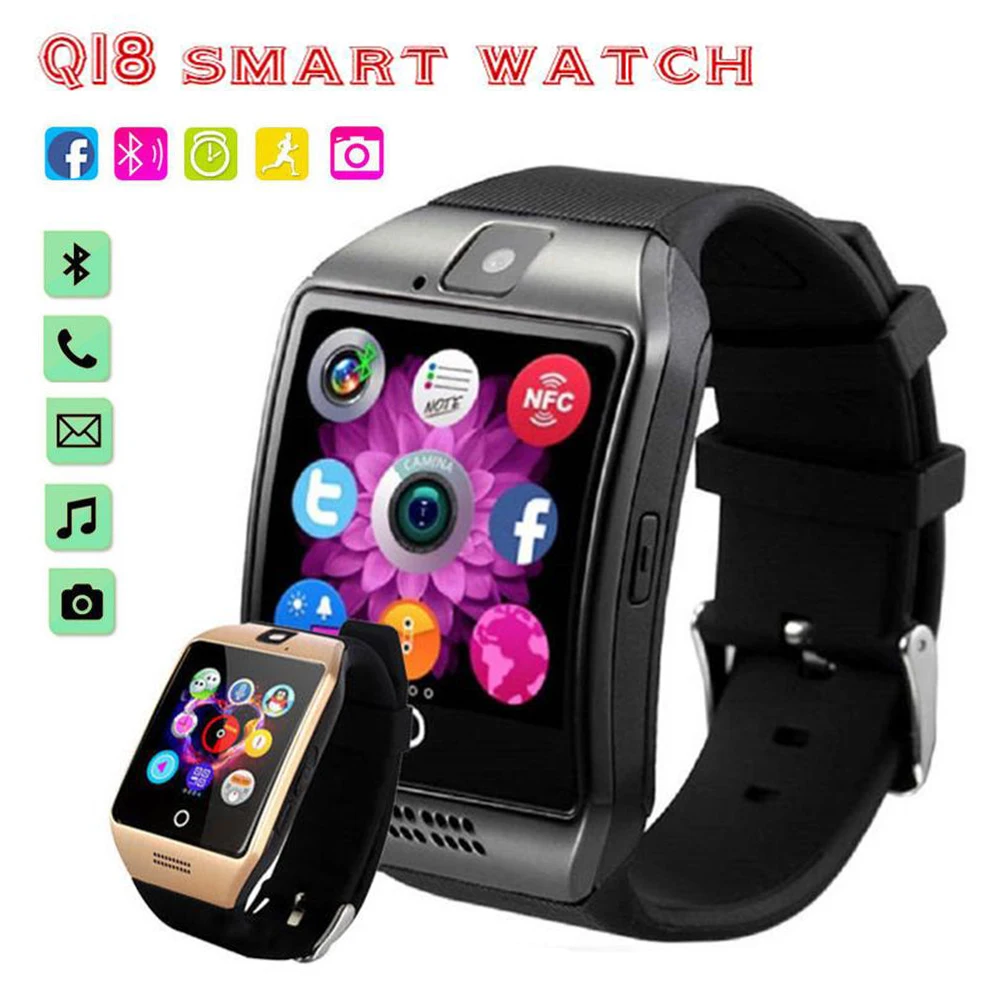Q18 Bluetooth Смарт часы с камерой Twitter Facebook Whatsapp синхронизация спортивные умные