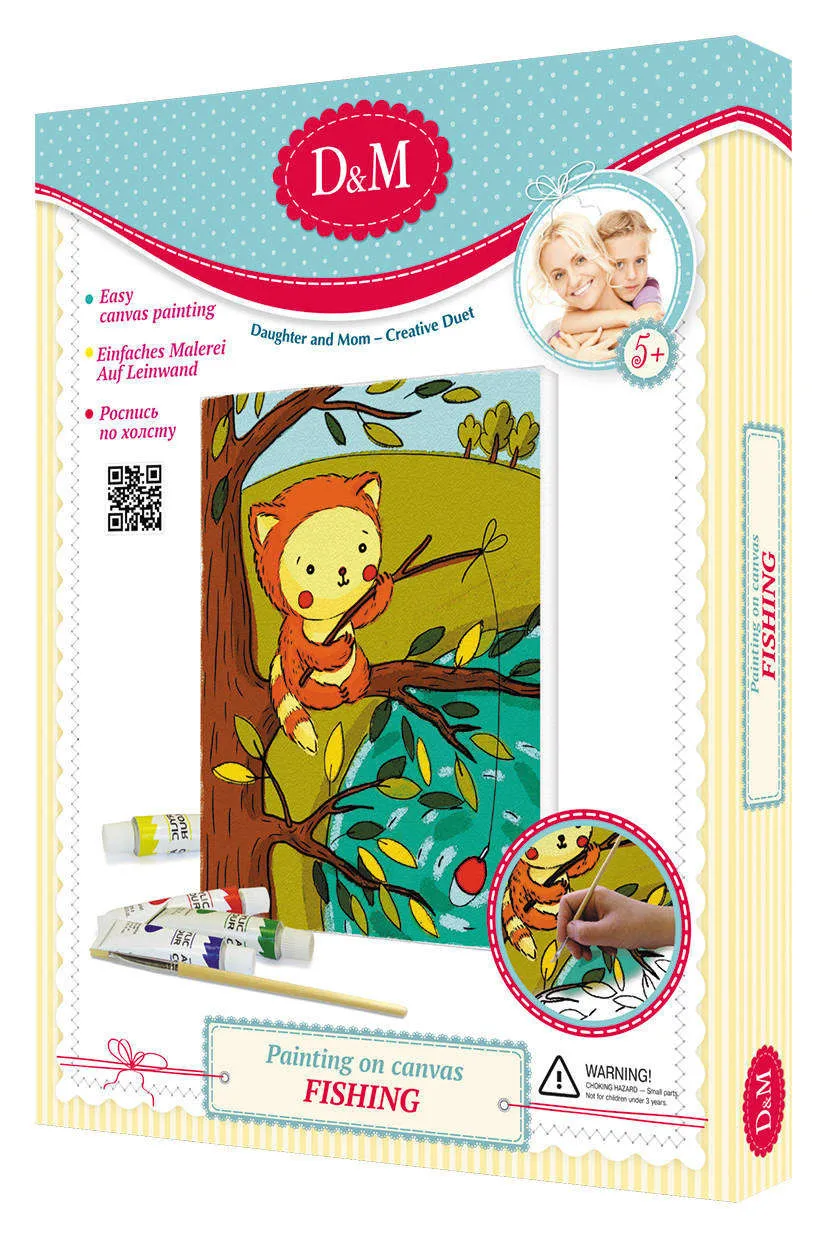Роспись по холсту Рыбалка Docha&Mama, 18*24см