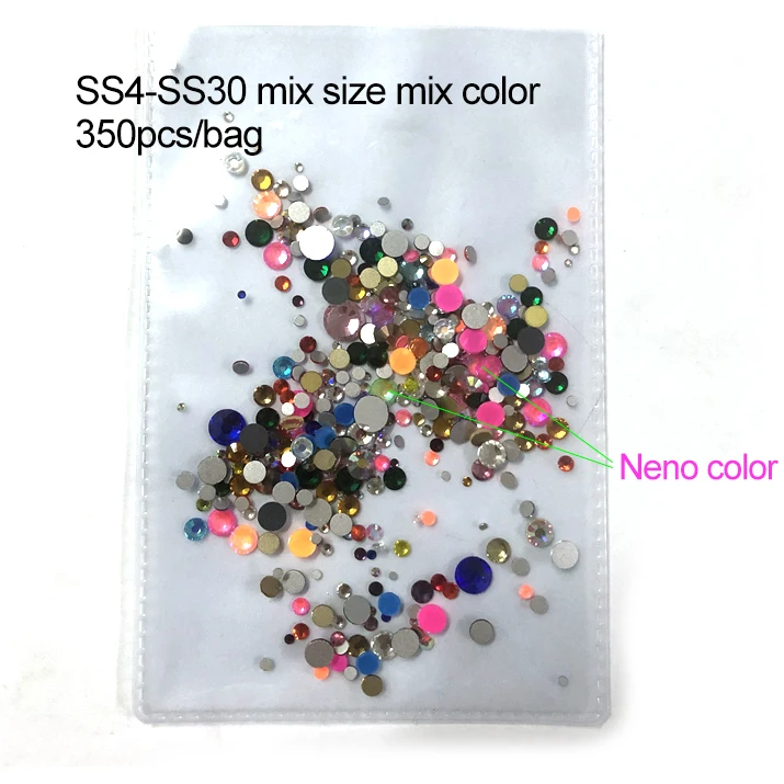 SS4-SS30 mix color 1440 шт стеклянные 3D Стразы для дизайна ногтей драгоценные камни для украшения ногтей хрустальные стразы AB Камни SS3-SS10 - Цвет: SS4-SS30 mix color