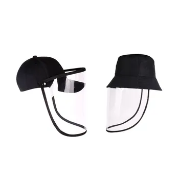 

2pcs Black Detachable Baseball Cap and Fishermans Hat Foldable Outdoor Sun Cap Summer Sun Protection Hat with Transparent Face C
