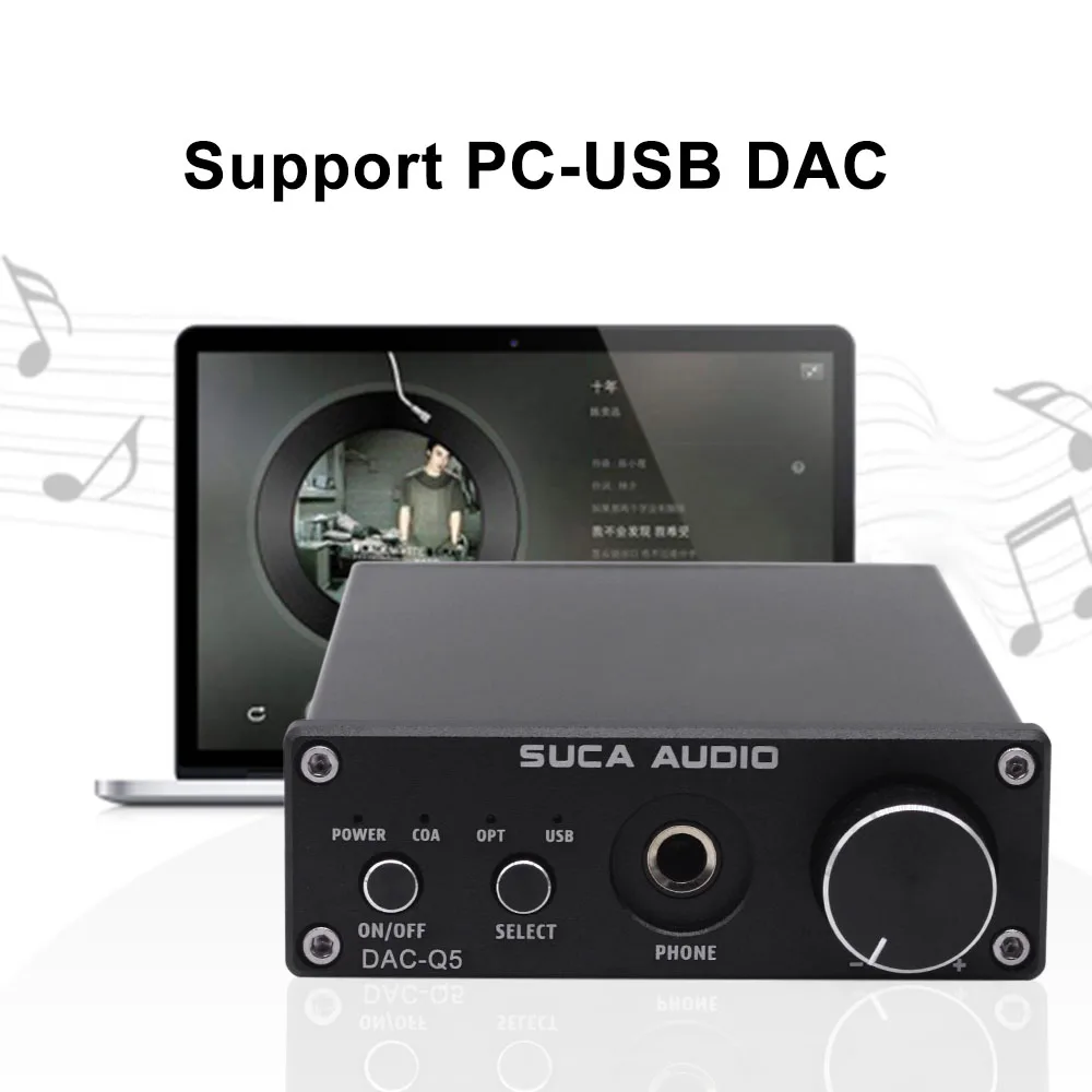 SUCA DAC-Q5 наушников цифровой аудио усилитель декодер DAC HiFi оптический аудио/коаксиальный/USB/волокно DAC Q5 декодер с усилителем