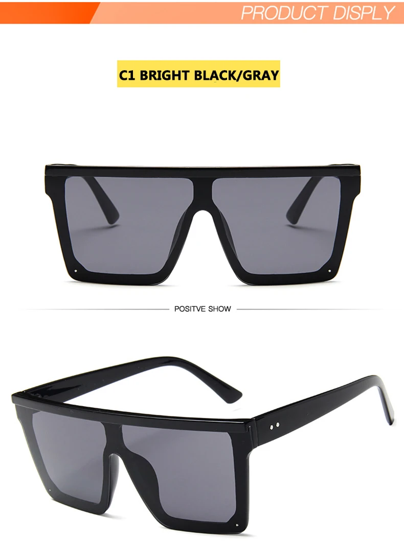Винтажные негабаритные Квадратные Солнцезащитные очки мужские и женские плоские модные цельная линза солнцезащитные очки женские брендовые оттенков зеркальные