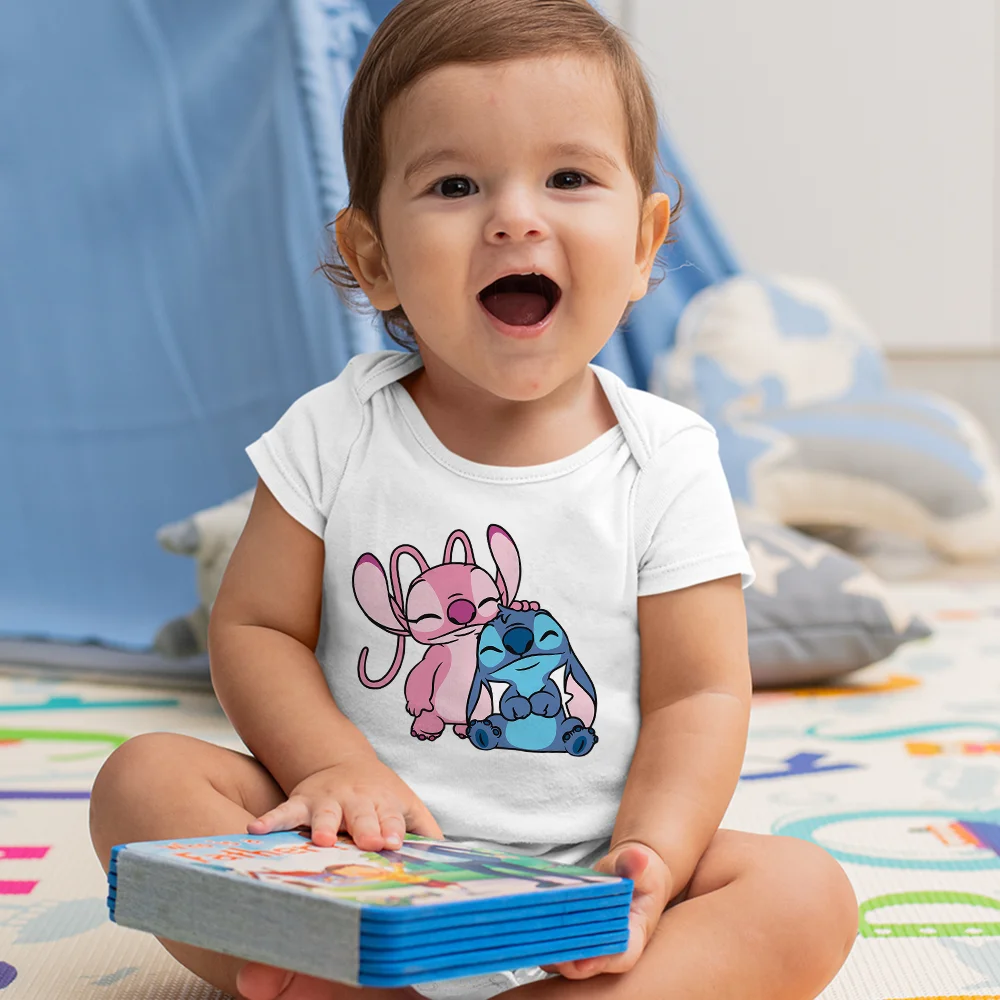 

Disney 2023 New Baby Romper Comfy Trend Harajuku Angel & Stitch Kawaii Infant Jumpsuit Four Seasons Drop Ship Cheap Clothes