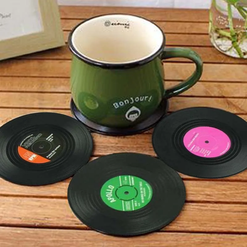 

6pieces / Set Spinning Retro Vinyl Disc Drink Coasters