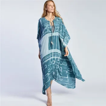 

Pareos Beach Woman 2020 Women Wear Dress Cover-Ups New Print Polyester Loose Plus Size Robes Outside Shirt Bikini Smock FMZXG