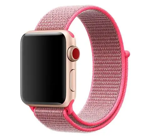 38 мм 42 мм 40 мм 44 мм ремешок для apple watch series 1 2 3 тканый нейлоновый ремешок для iWatch 4 5 с красочным узором Классическая пряжка - Цвет ремешка: Ярко-розовый