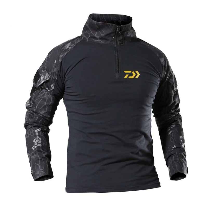 Daiwa ropa pesca pyton камуфляж с длинным рукавом Лоскутная одежда для рыбалки быстросохнущая дышащая футболка для рыбалки