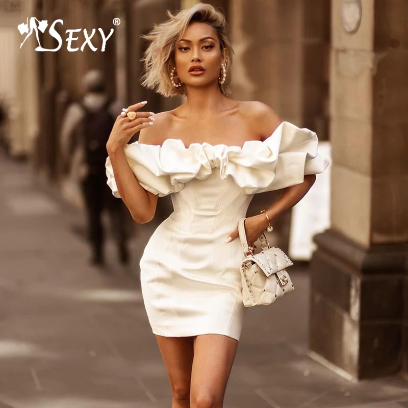 Gosexy новые женские модные вечерние платья сексуальное платье с вырезом лодочкой без бретелек с драпированными оборками облегающее мини-платье