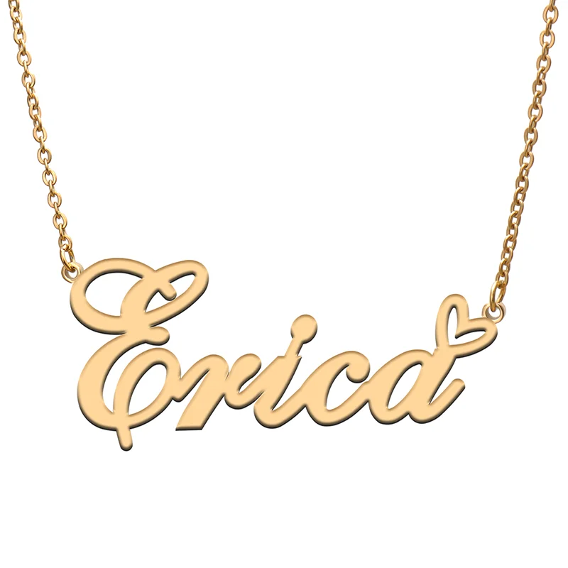 

Erica Name Tag Necklace Personalized Pendant Jewelry Gifts for Mom Daughter Girl Friend Birthday Christmas Party Present