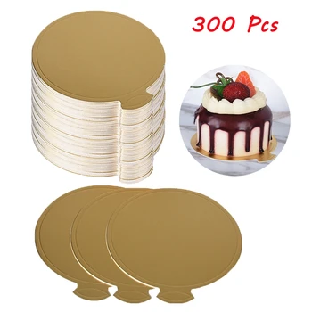 

300Pcs/Set gold Mousse Mat Bottom Foam Cake Base Boards Paper Board Round Dessert Tray Christmas Cake Decoration Tools